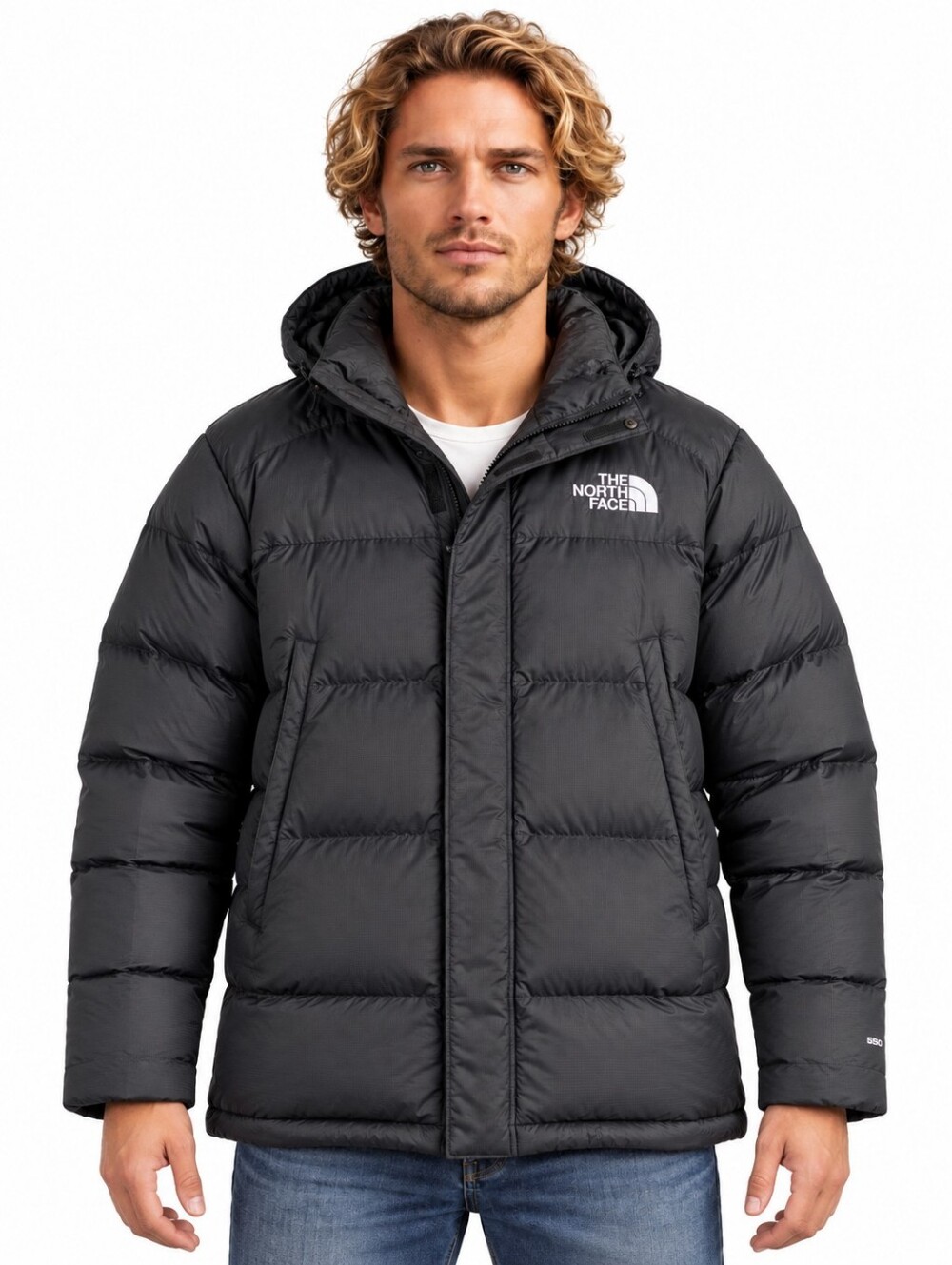 The North Face Deptford Down Jacket Men's Small Black Hooded Puffer EUC